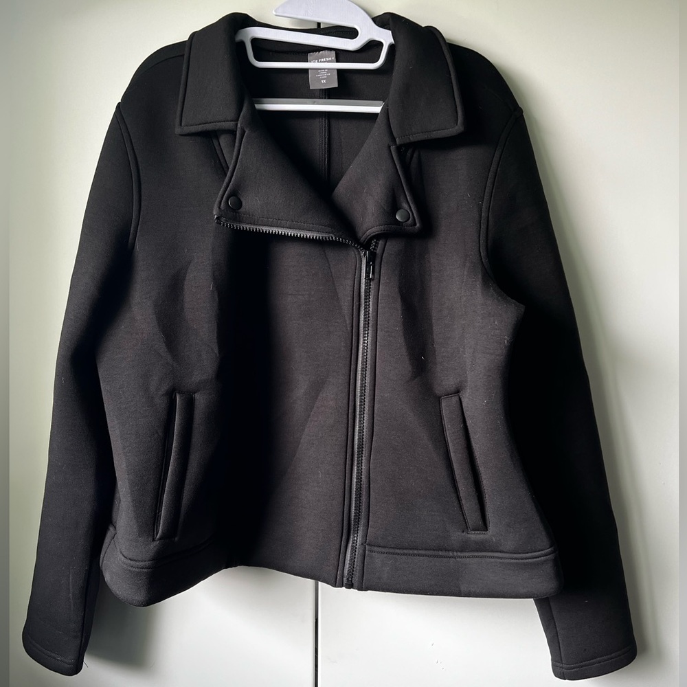 Joe Fresh Black Bomber Jacket with Asymmetrical Zipper